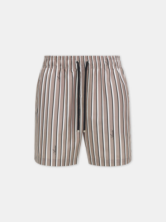STRIPED SWIM TRUNK - Mocha