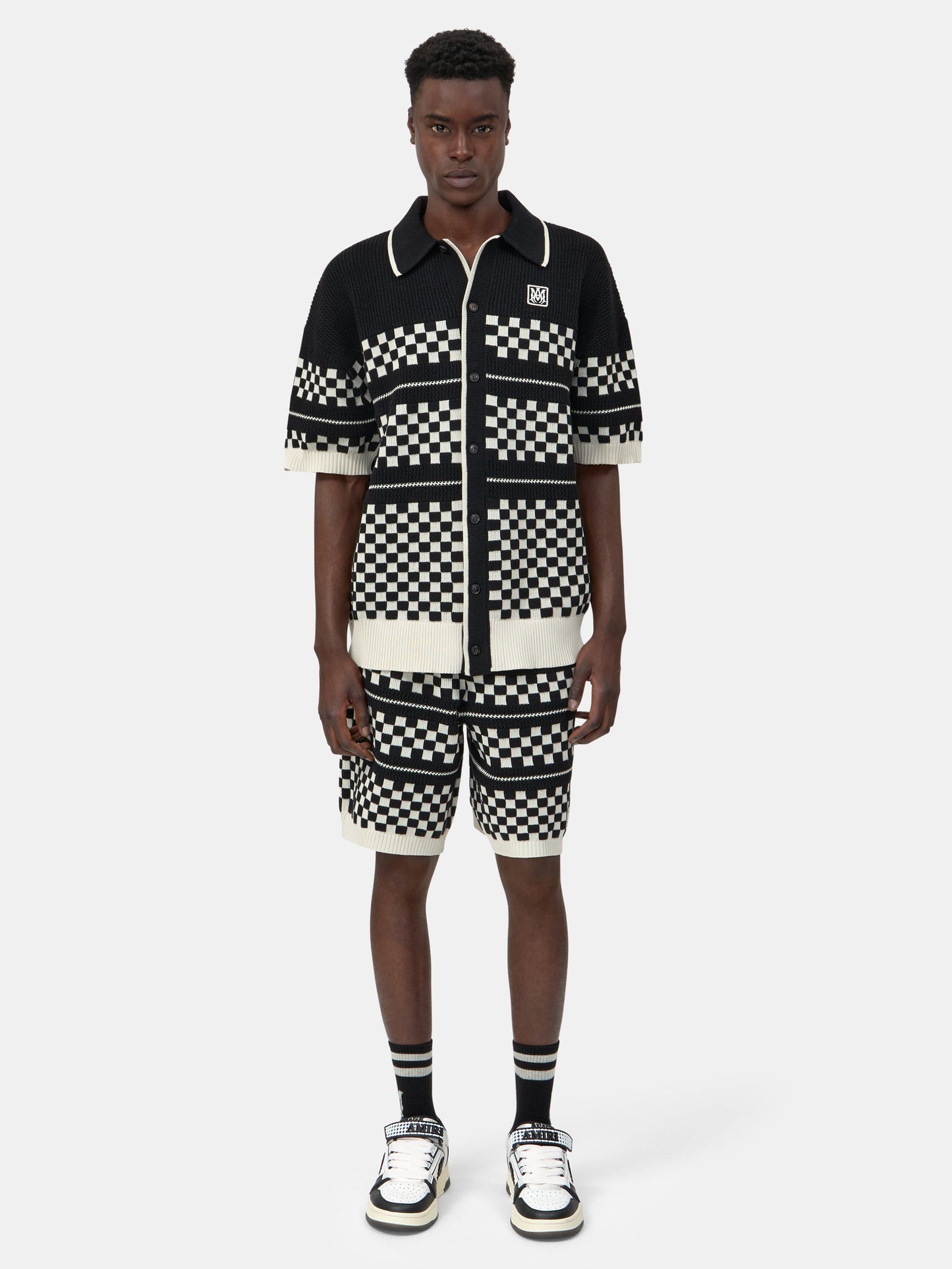 CHECKERED MESH SHORT - Black